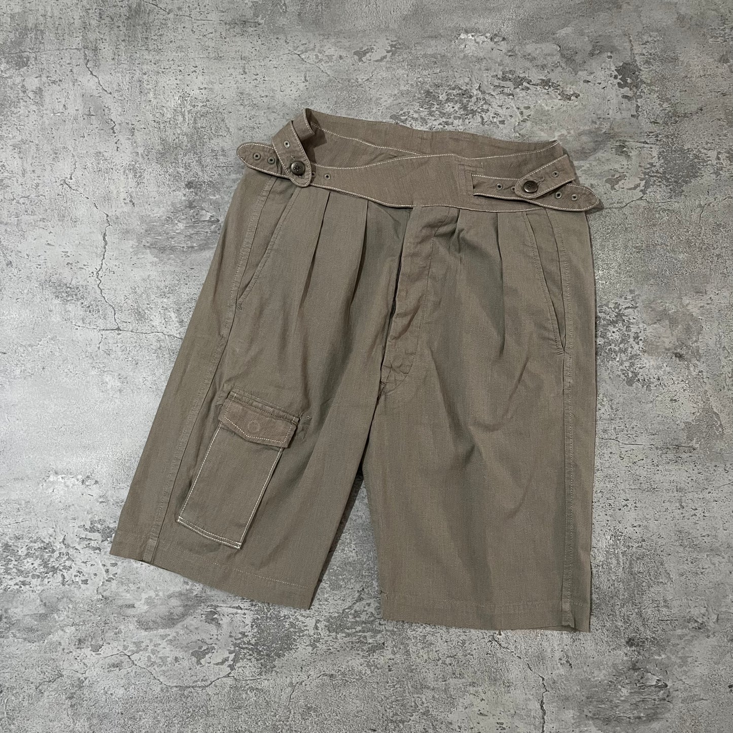 KAPITAL - Bermuda Herringbone Strap Shorts